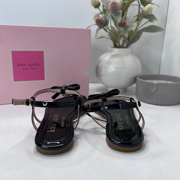 Kate Spade Piazza Patent Bow Ankle Strap Sandal Black K3303 Women 6.5 B NWB - Picture 5 of 10